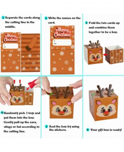 24 Pcs Christmas 3D Character Boxes with Party Favors Cookie Boxes Stickers Stamps Mochi Squishies Xmas Slap Bands Wristband ...