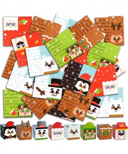 24 Pcs Christmas 3D Character Boxes with Party Favors Cookie Boxes Stickers Stamps Mochi Squishies Xmas Slap Bands Wristband ...