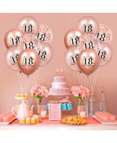 18th Birthday Balloons 18 Pcs Rose Gold Happy 18th Birthday Latex Balloons Confetti Balloons Rose Gold 18th Anniversary Birth...