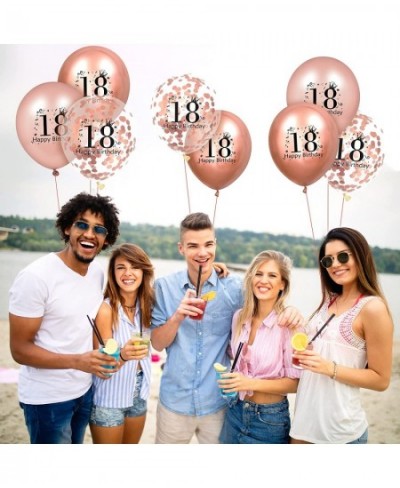 18th Birthday Balloons 18 Pcs Rose Gold Happy 18th Birthday Latex Balloons Confetti Balloons Rose Gold 18th Anniversary Birth...