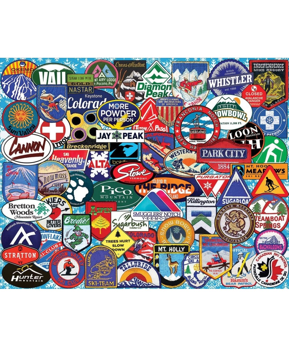 Puzzles Ski Badges - 1000 Piece Jigsaw Puzzle $33.96 - Jigsaw Puzzles