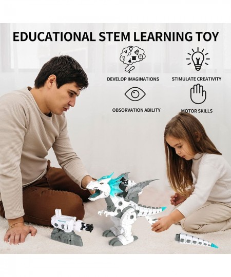 Boys STEM Take Apart Dinosaur - Walking Dinosaur with Water Mist Spray & LED Lights Glowing Eyes & Projection Toys for 6 7 8 ...