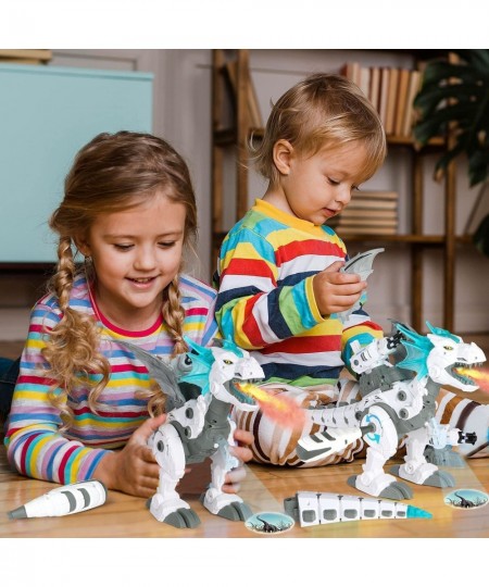 Boys STEM Take Apart Dinosaur - Walking Dinosaur with Water Mist Spray & LED Lights Glowing Eyes & Projection Toys for 6 7 8 ...