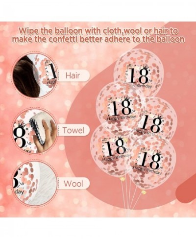 18th Birthday Balloons 18 Pcs Rose Gold Happy 18th Birthday Latex Balloons Confetti Balloons Rose Gold 18th Anniversary Birth...