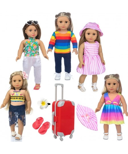 Travel Suitcase Luggage Play Set 18 inch Doll Clothes and Doll Accessories Included Five Sets Outfits Shoes Hairpin and Hat (...