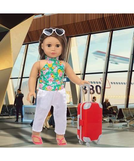 Travel Suitcase Luggage Play Set 18 inch Doll Clothes and Doll Accessories Included Five Sets Outfits Shoes Hairpin and Hat (...