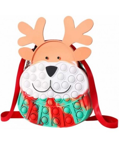 Pop Purse Pop Shoulder Bag Crossbody Bag Christmas Elk Rainbow Silicone Sensory Fidget Toys Bag with Adjustable Shoulder Stra...