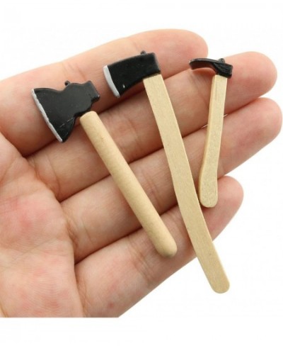 Mini Axe 3PCS Miniature Wooden Handle Metal Hatchet Prop Accessory for Dollhouse Fairy Garden Mini Chopper $15.04 - Dollhouse...