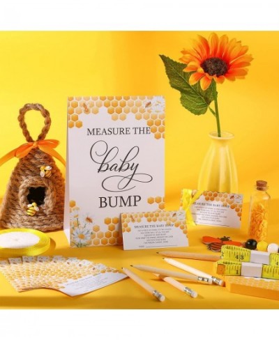 65 Pieces Baby Shower Games Include Measure the Baby Bump Sign How Big is Mommy's Belly Sign and 50 Guessing Cards 10 Pencils...