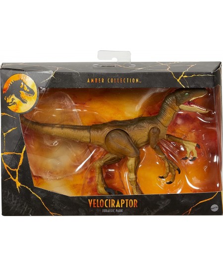 Amber Collection Velociraptor Dinosaur Figure Collectible Toy 6-in Scale Posable Joints Authentic Look & Stand for 8 Years Ol...