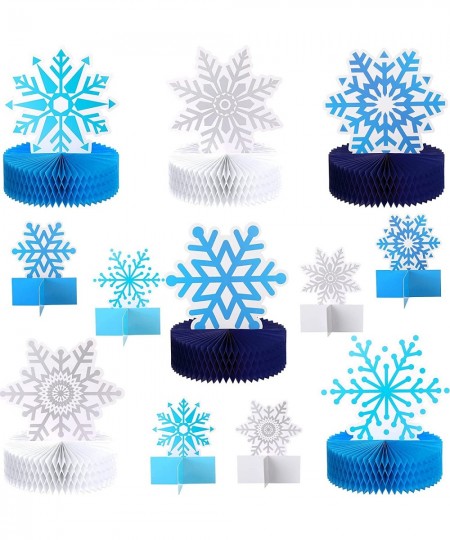 12 Pieces Snowflake Frozen Christmas Party Supplies Snowflake Honeycomb Centerpieces Snowflake Birthday Party Decoration Wint...