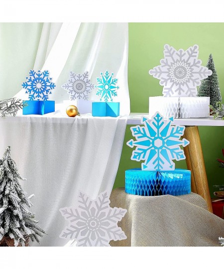 12 Pieces Snowflake Frozen Christmas Party Supplies Snowflake Honeycomb Centerpieces Snowflake Birthday Party Decoration Wint...