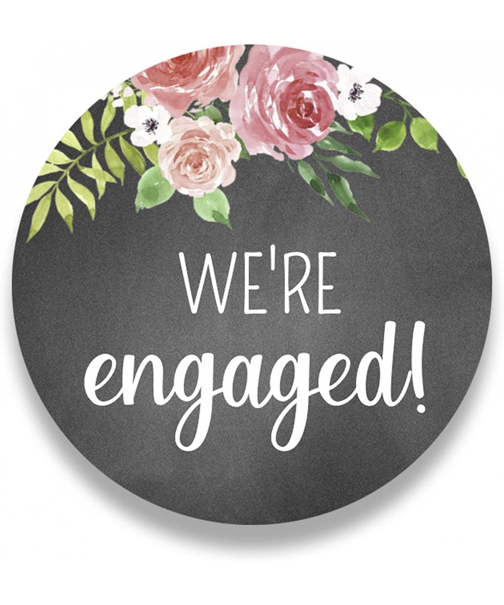 40 Count We’re Engaged Chalk and Flower Favor Stickers - Engagement Party Favor Labels - We’re Engaged Envelope Seals - 101-0...