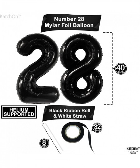 Large 28 Balloon Number Black - 40 Inch | Black 28 Birthday Balloons 28th Birthday Decorations for Men Women | 28 Balloons fo...