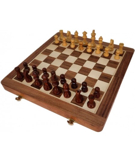 Wooden Chess Set with Magnet for Travel Maple and Acacia Foldable for Storage of Pieces Board Games for Adults and Family Siz...