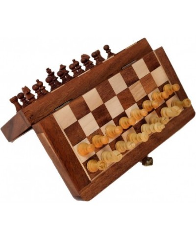 Wooden Chess Set with Magnet for Travel Maple and Acacia Foldable for Storage of Pieces Board Games for Adults and Family Siz...