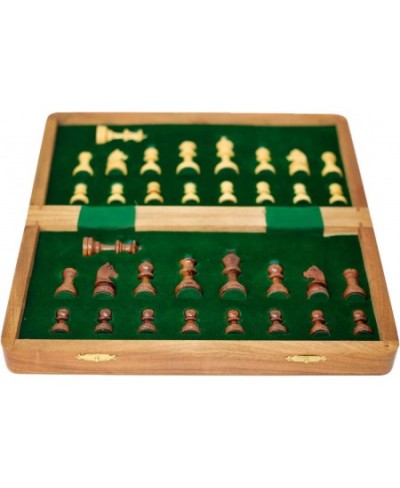 Wooden Chess Set with Magnet for Travel Maple and Acacia Foldable for Storage of Pieces Board Games for Adults and Family Siz...