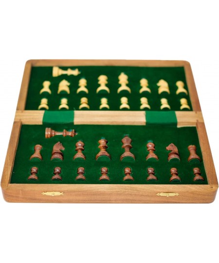 Wooden Chess Set with Magnet for Travel Maple and Acacia Foldable for Storage of Pieces Board Games for Adults and Family Siz...