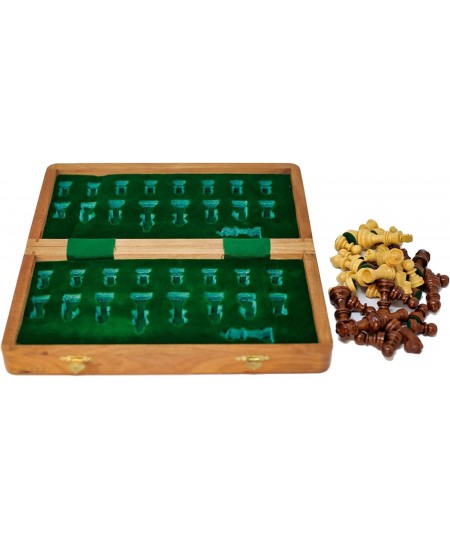 Wooden Chess Set with Magnet for Travel Maple and Acacia Foldable for Storage of Pieces Board Games for Adults and Family Siz...