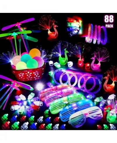 88 Pcs Mardi Gras Party Supplies Favors Glow In the Dark for Kids Adults LED Glasses Glow Sticks Bracelets Finger Lights Stic...