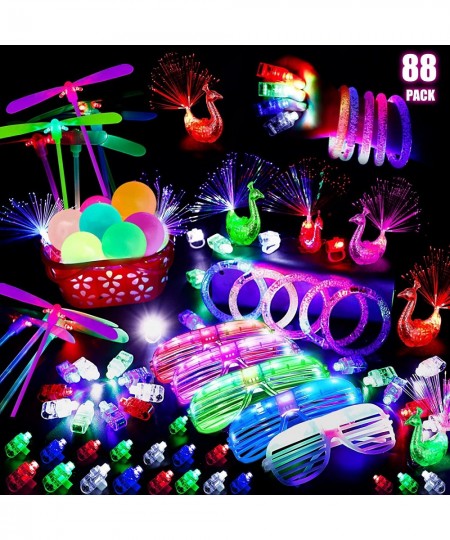 88 Pcs Mardi Gras Party Supplies Favors Glow In the Dark for Kids Adults LED Glasses Glow Sticks Bracelets Finger Lights Stic...