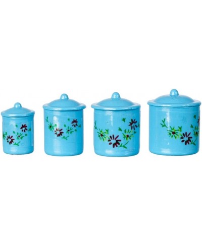 Dollhouse Miniature 1:12 Scale Canisters Set of 4 w/Lids Blue $17.57 - Dollhouse Accessories