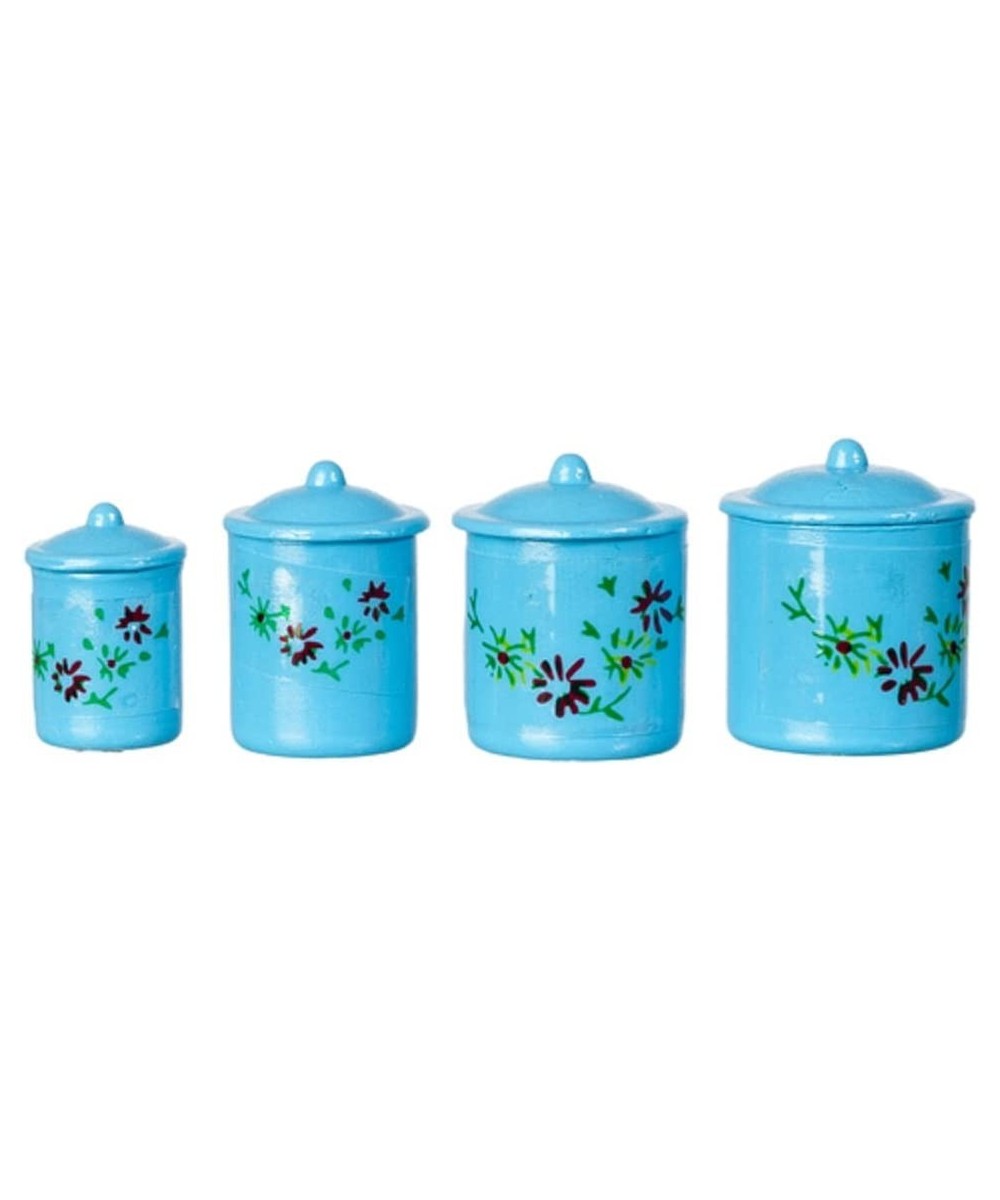 Dollhouse Miniature 1:12 Scale Canisters Set of 4 w/Lids Blue $17.57 - Dollhouse Accessories