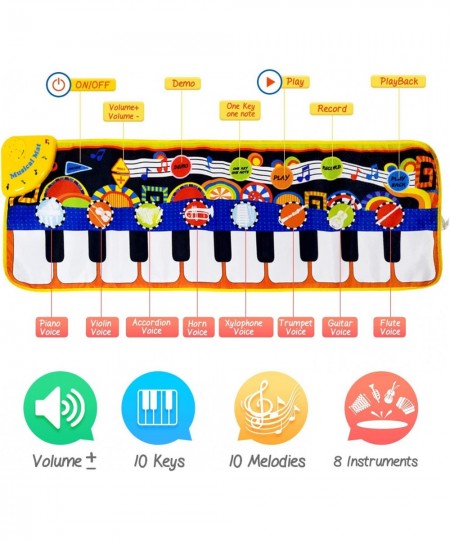 Musical?Piano Mat 19?Keys?Piano Keyboard Play Mat?Kids?Early Education Music Toys?Music Mat?Build-in Speaker & Recording?Touc...