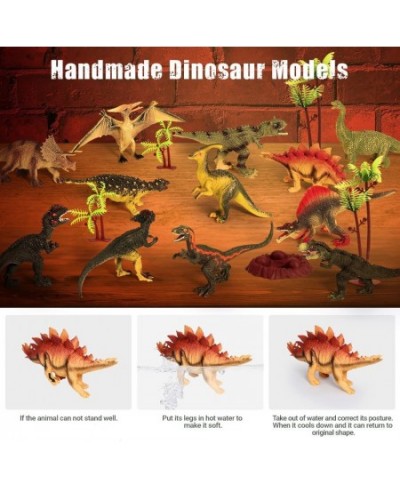 Jurassic Dinosaur Toys Figures 12 PCS Realistic Large Dinosaur Figurines with Jumbo Play Mat & Information Dino Book Educatio...