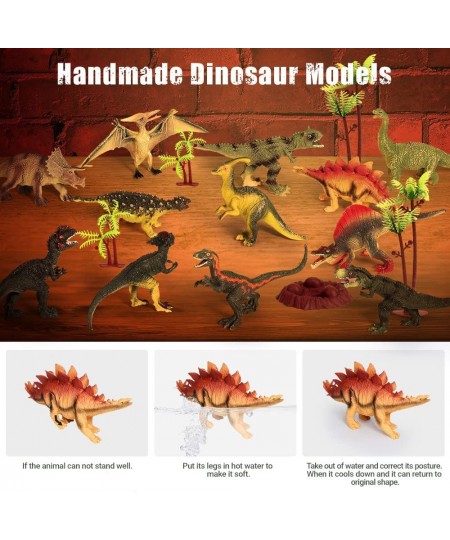 Jurassic Dinosaur Toys Figures 12 PCS Realistic Large Dinosaur Figurines with Jumbo Play Mat & Information Dino Book Educatio...