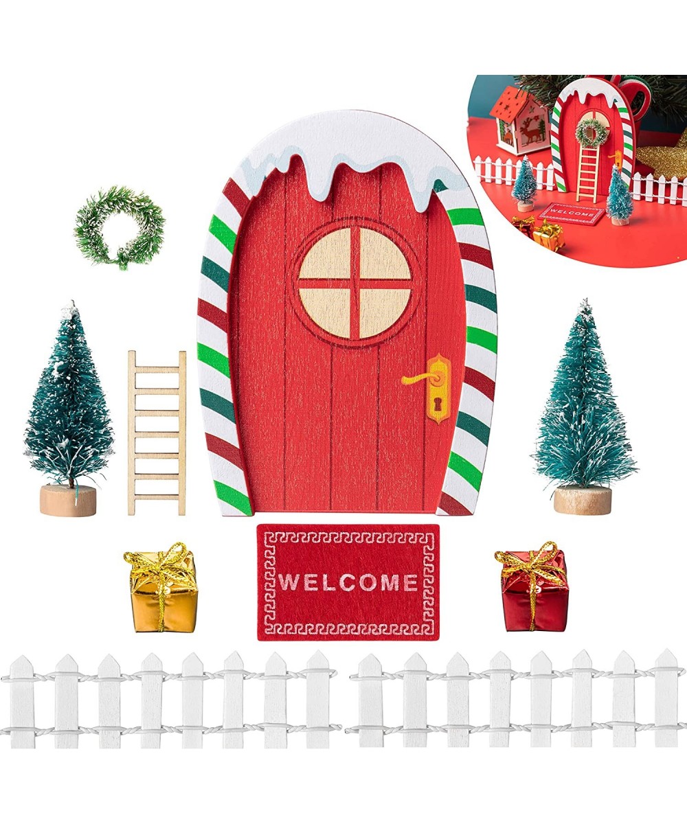 10Pcs Christmas Magic?Miniature?Tiny?Fairy Wooden?Doors Decorative Accessories Welcome to Dollhouse Mini Entry for Fairies Ma...