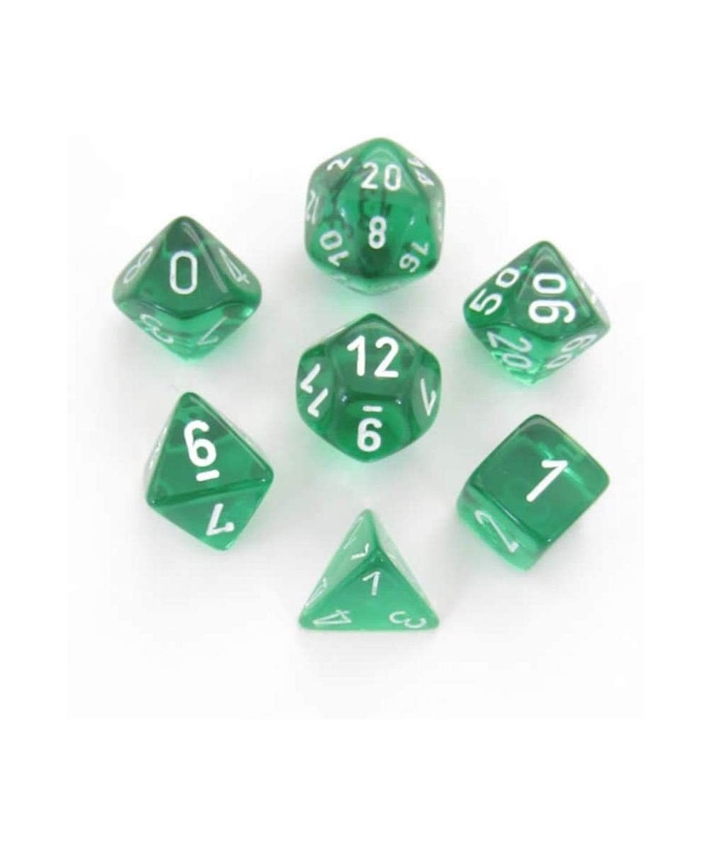 DND Dice Set-D&D Dice-16mm Translucent Green and White Plastic Polyhedral Dice Set-Dungeons and Dragons Dice Includes 7 Dice ...