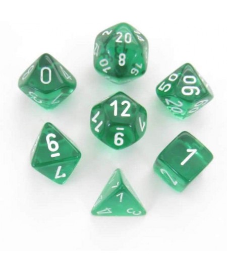 DND Dice Set-D&D Dice-16mm Translucent Green and White Plastic Polyhedral Dice Set-Dungeons and Dragons Dice Includes 7 Dice ...