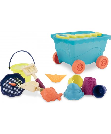 B. toys – Wavy-Wagon – Travel Beach Buggy (Sea Blue) with 11 Funky Sand Toys – Phthalates and BPA Free – 18 m+ $28.90 - Sandb...