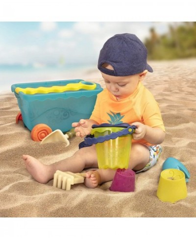 B. toys – Wavy-Wagon – Travel Beach Buggy (Sea Blue) with 11 Funky Sand Toys – Phthalates and BPA Free – 18 m+ $28.90 - Sandb...