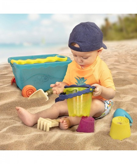 B. toys – Wavy-Wagon – Travel Beach Buggy (Sea Blue) with 11 Funky Sand Toys – Phthalates and BPA Free – 18 m+ $28.90 - Sandb...