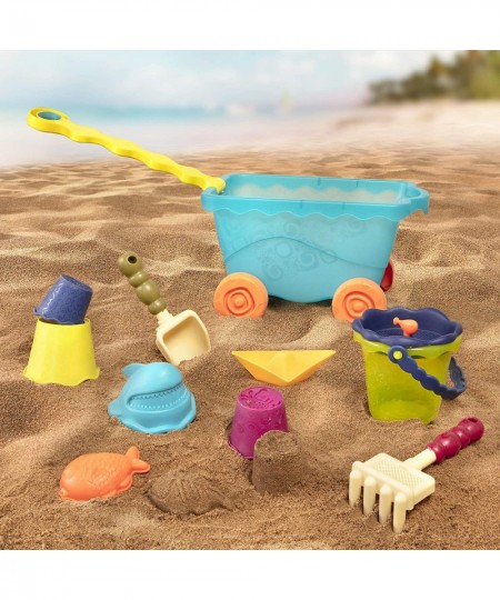 B. toys – Wavy-Wagon – Travel Beach Buggy (Sea Blue) with 11 Funky Sand Toys – Phthalates and BPA Free – 18 m+ $28.90 - Sandb...