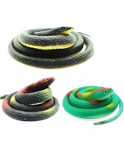 3 Pieces Realistic Rubber Snakes in 2 Sizes 52 Inches and 29 Inches Fake Snake Black Mamba Snake Toys for Garden Props to Sca...