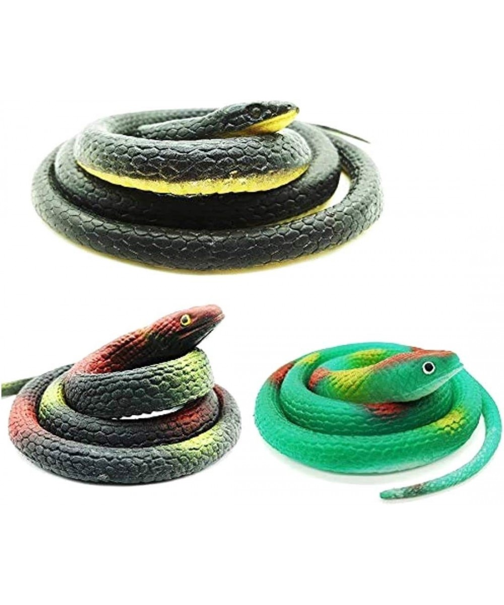 3 Pieces Realistic Rubber Snakes in 2 Sizes 52 Inches and 29 Inches Fake Snake Black Mamba Snake Toys for Garden Props to Sca...