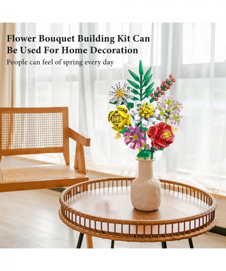 Flower Bouquet Building Kit (682 Pieces)Flower Building Blocks Sets Artificial Flowers Botanical Collection Building Block fo...