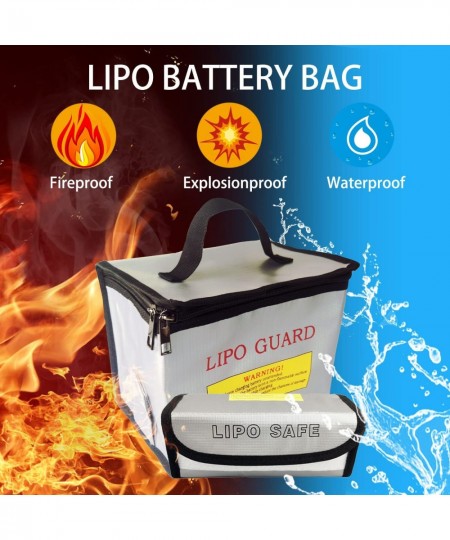 3pcs Lipo Battery Safe Bag Fire-Explosionproof Bag for RC Vehicle Batteries Other Batteries Storage and Charging Safe (215x14...