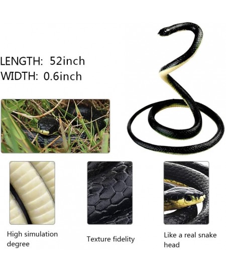 3 Pieces Realistic Rubber Snakes in 2 Sizes 52 Inches and 29 Inches Fake Snake Black Mamba Snake Toys for Garden Props to Sca...