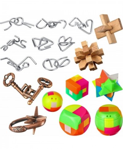 17 Pack Brain Teaser Puzzle Fidget Toy Christmas Wooden Cube Educational Toy for Adult Plastic 3D Sphere Puzzle Intelligence ...