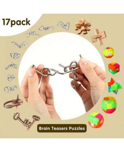 17 Pack Brain Teaser Puzzle Fidget Toy Christmas Wooden Cube Educational Toy for Adult Plastic 3D Sphere Puzzle Intelligence ...