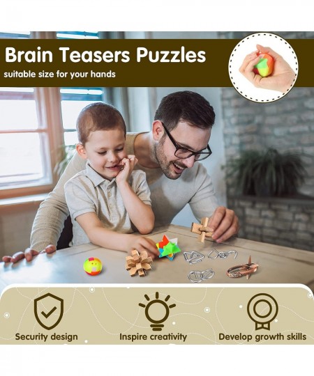 17 Pack Brain Teaser Puzzle Fidget Toy Christmas Wooden Cube Educational Toy for Adult Plastic 3D Sphere Puzzle Intelligence ...