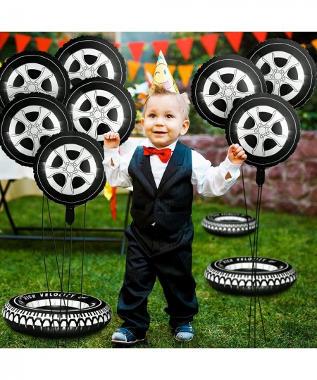 14 Pcs Car Decorations Racing Cars Birthday Party Supplies Include 4 Tire Tube Swim Ring Inflatable Tire Floats for Pool with...