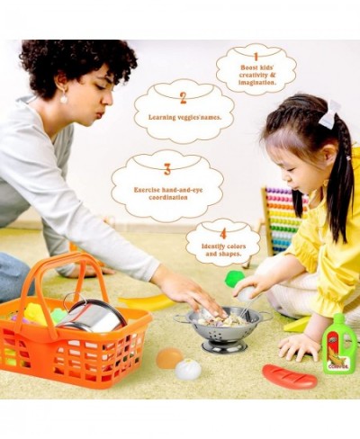 42PCS Kids Play Kitchen Accessories Toys Cooking Set with Stainless Steel Children Play Food Set Toddlers Kitchen Toy Pretend...