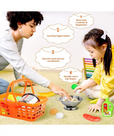 42PCS Kids Play Kitchen Accessories Toys Cooking Set with Stainless Steel Children Play Food Set Toddlers Kitchen Toy Pretend...