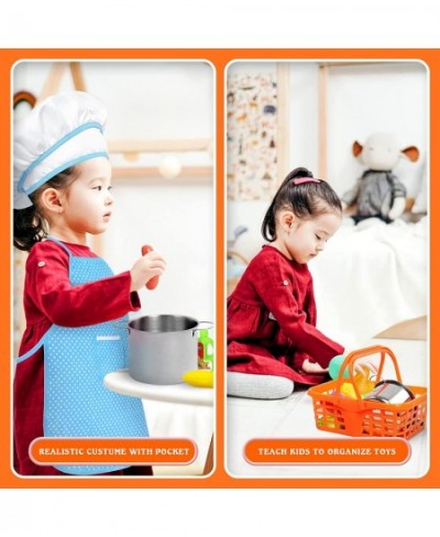 42PCS Kids Play Kitchen Accessories Toys Cooking Set with Stainless Steel Children Play Food Set Toddlers Kitchen Toy Pretend...