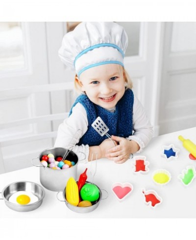 42PCS Kids Play Kitchen Accessories Toys Cooking Set with Stainless Steel Children Play Food Set Toddlers Kitchen Toy Pretend...